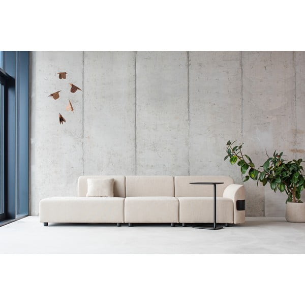 Světle šedý polštář k modulární pohovce s potahem ze směsi vlny a lnu Hugg – Gazzda-image-1