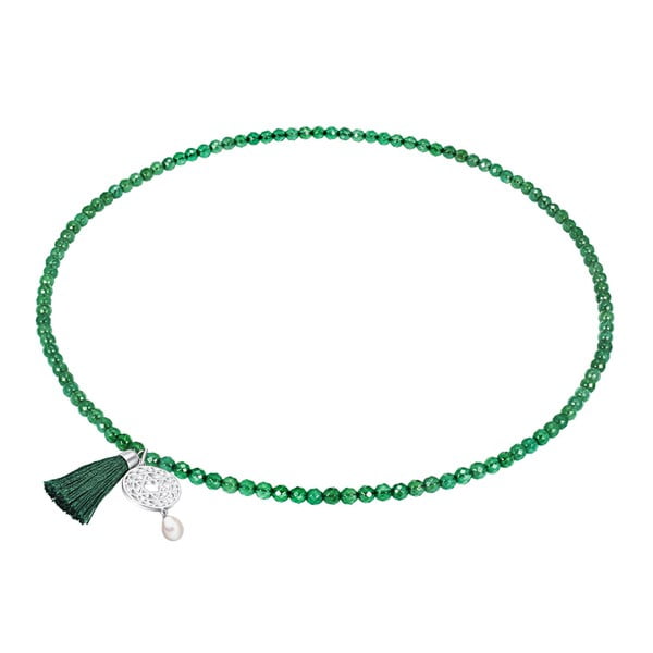 Achátový náhrdelník s přívěskem a perlou Chakra Pearls Hexagram