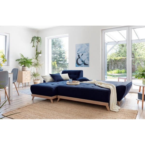 Námořnicky modrá rozkládací variabilní rohová pohovka Miuform Dazzling Daisy-image-4