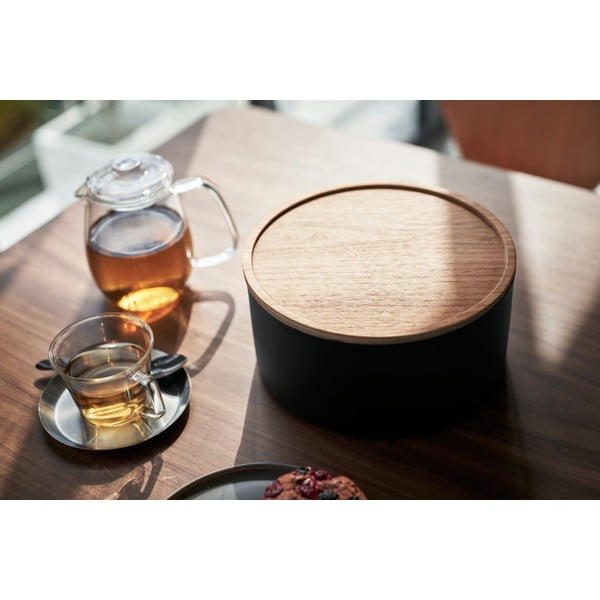 Černý kovový úložný box s víkem ø 22x11 cm Rin – YAMAZAKI-image-4
