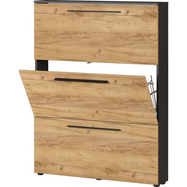 Tmavě šedý výklopný botník v dekoru dubu Wildomar - Germania-image-2