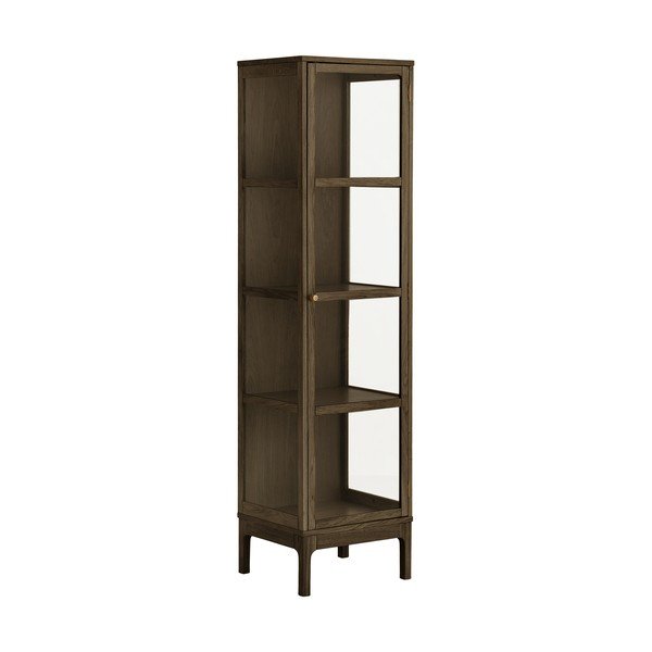Tmavě hnědá vitrína v dekoru dubu 47x180x40 cm Zamora – House Nordic