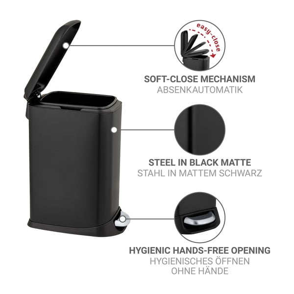 Matně černý nášlapný ocelový odpadkový koš 12 l Design – Wenko-image-4