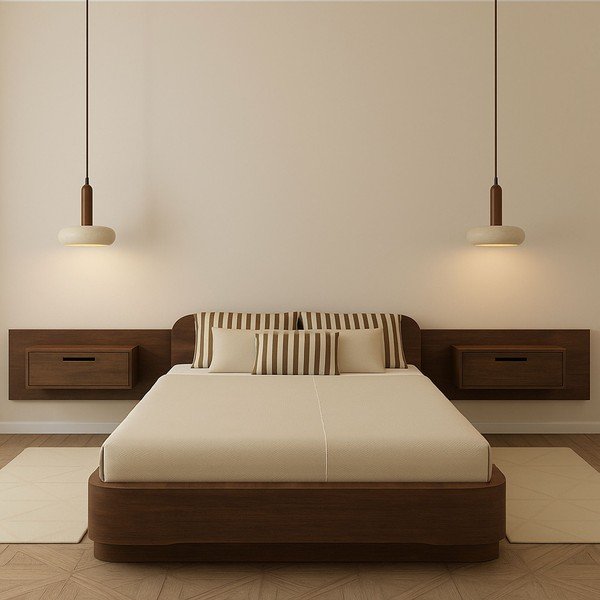 Hnědé/béžové LED závěsné svítidlo s kamenným stínidlem ø 15 cm Karo – Opviq lights-image-1