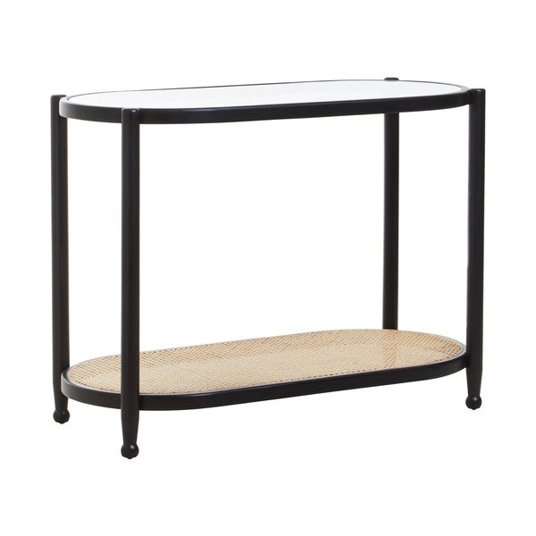 Černý/v přírodní barvě konzolový stolek se skleněnou deskou 49x100 cm Cebu – Premier Housewares