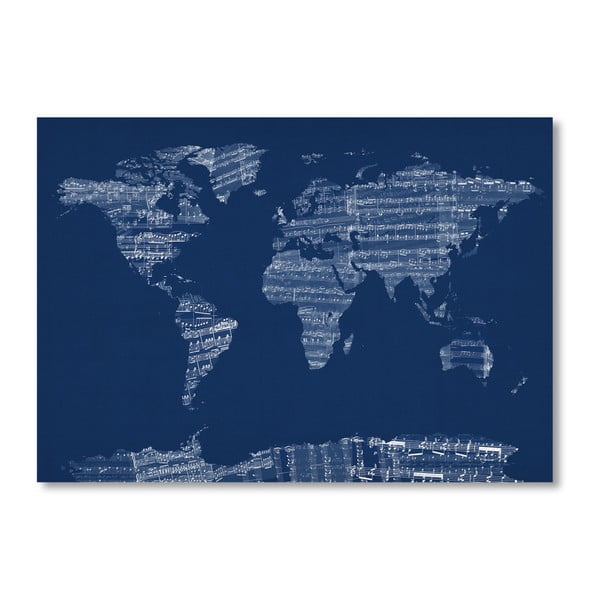 Modrý plakát s mapou světa Americanflat Earth, 60 x 42 cm