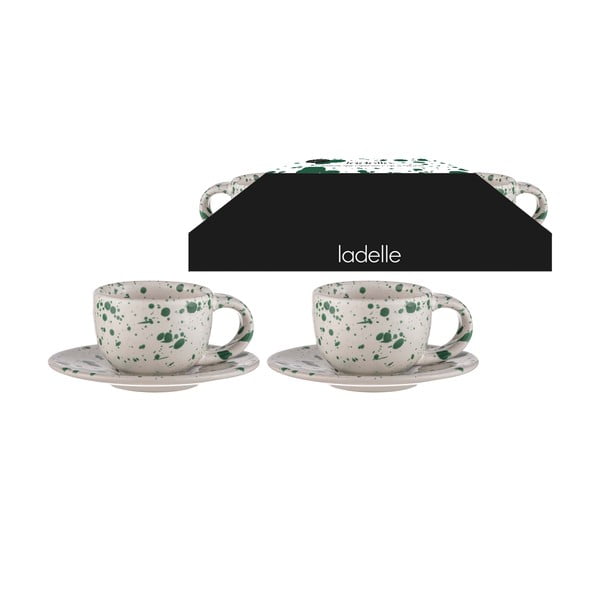 Bílo-zelené šálky na espresso z kameniny v sadě 2 ks 100 ml Carnival – Ladelle-image-2