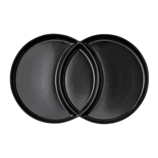 Černý dvojitý servírovací talíř Ladelle Loop