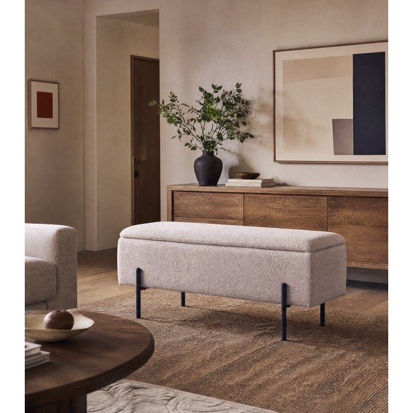 Béžová lavice z textilie bouclé Watford – House Nordic-image-4
