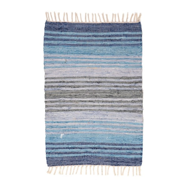 Modrý bavlněný koberec InArt Chindi, 120 x 180 cm