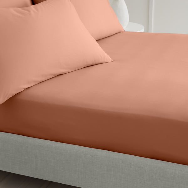 Napínací prostěradlo z bavlněného perkálu v terakotové barvě 90x190 cm Cotton Percale – Bianca-image-2