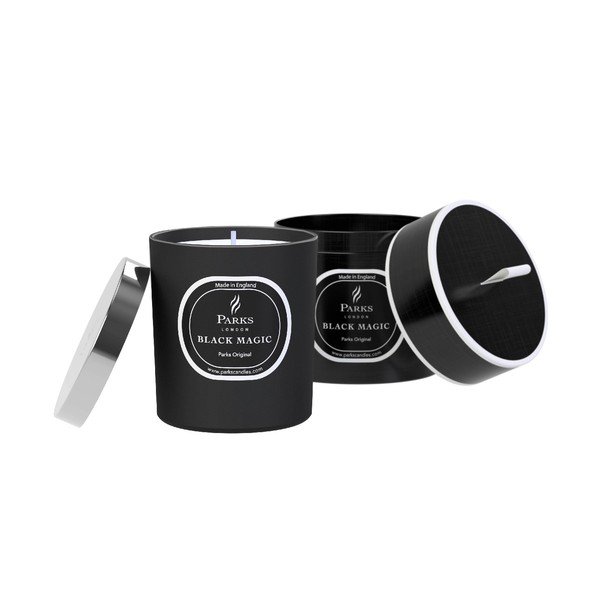 Svíčka s vůní vanilky, pačuli a levandule Parks Candles London Black Magic, 45 hodin hoření