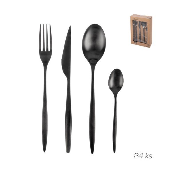 Černý nerezový příbor 24 ks – Orion-image-3
