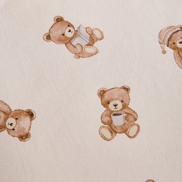 Krémové napínací flanelové dětské prostěradlo na jednolůžko 70x140 cm Brushed Teddy Bear – Catherine Lansfield-image-1