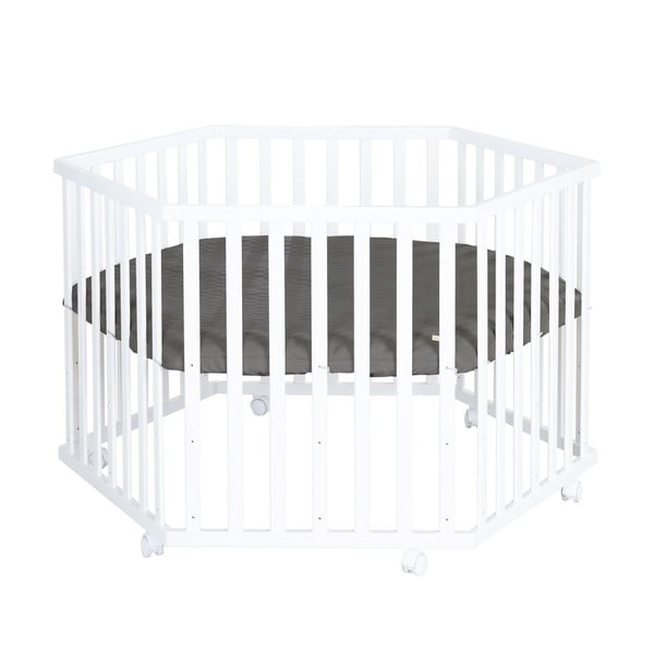 Bílá dětská ohrádka s nastavitelnou výškou/na kolečkách – Roba