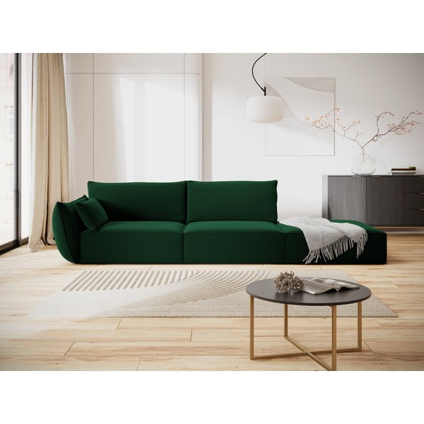Tmavě zelená sametová pohovka levý roh 264 cm Vanda – Mazzini Sofas-image-1