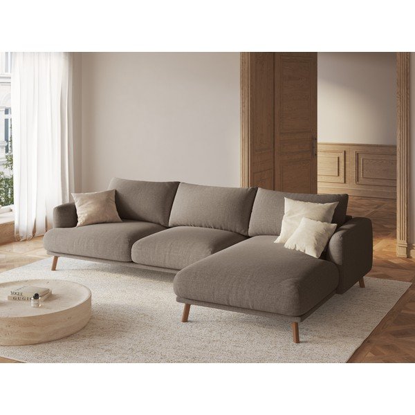 Taupe rohová pohovka (pravý roh/s lenoškou) Naomi – Micadoni -image-1
