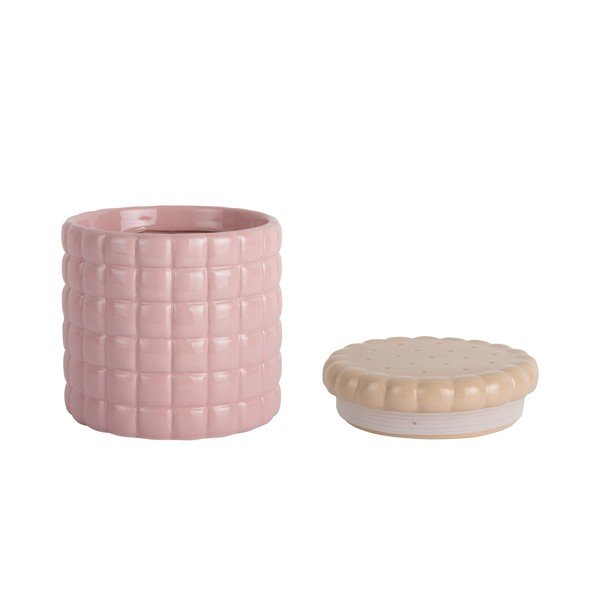 Světle růžový dekorativní keramický úložný box ø 14x15 cm Biscuit Box – PT LIVING-image-3