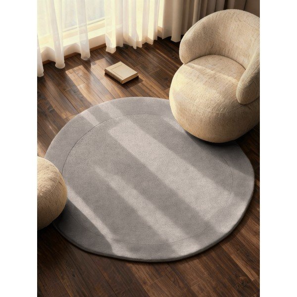 Šedý ručně tkaný kulatý koberec s příměsí vlny ø 160 cm Kari Organic – Villeroy&Boch-image-1