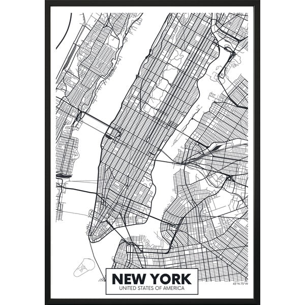 Nástěnný plakát v rámu MAP/NEWYORK, 40 x 50 cm