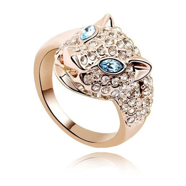 Pozlacený prsten s modrými krystaly Swarovski Fiera, velikost 54