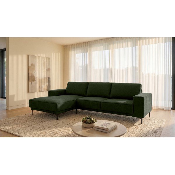 Zelená žinylková rohová pohovka (levý roh/s lenoškou) Copenhagen – Scandic-image-1