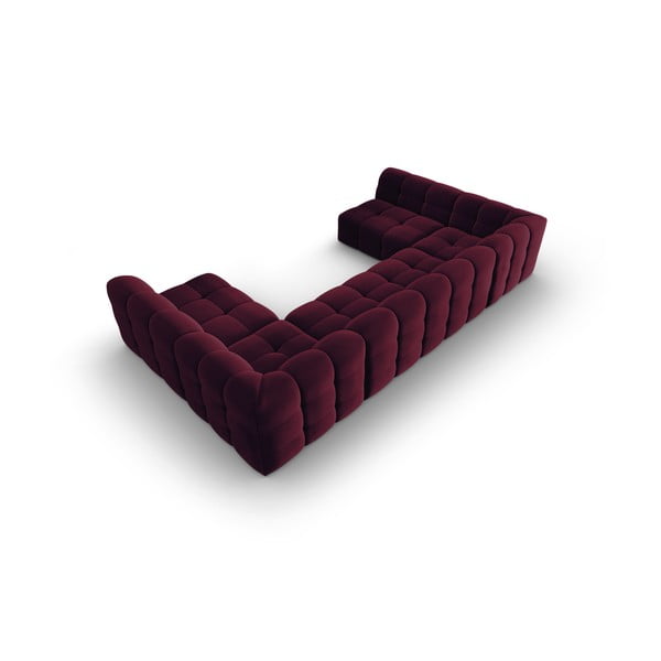 Vínová sametová rohová pohovka (do "U") Kendal – Micadoni Home-image-4