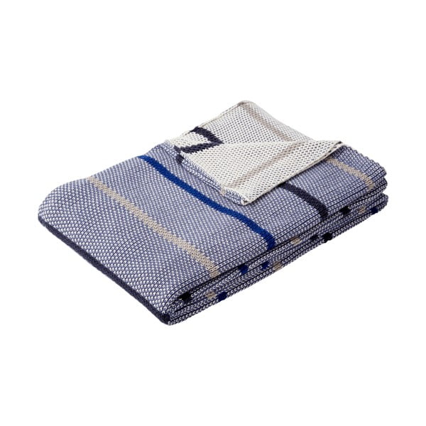 Modrá bavlněná deka Hübsch Rami, 130 x 200 cm