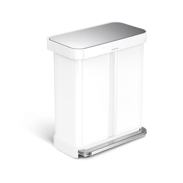 Bílý nášlapný ocelový odpadkový koš 58 l – simplehuman