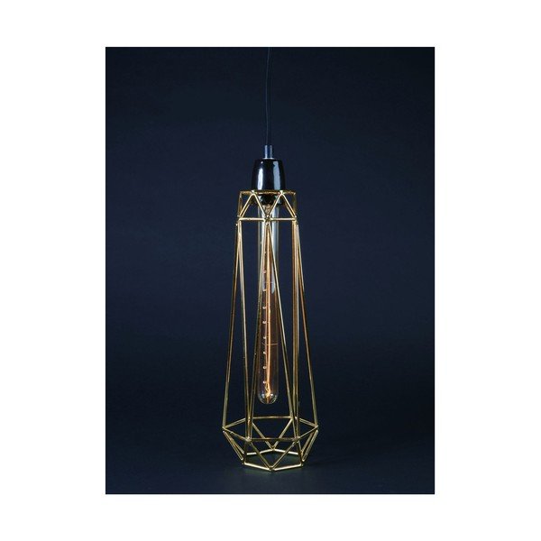 Světlo se stínítkem zlaté barvy a černým kabelem Filament Style Diamond #2-image-1