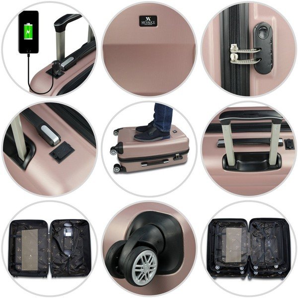 Sada 2 růžových cestovních kufrů na kolečkách s USB porty My Valice LASSO Large & Medium-image-4