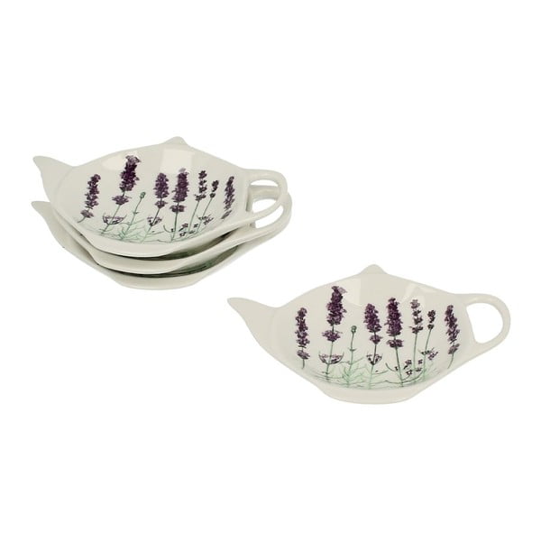 Sada 4 porcelánových tácků na čajové sáčky Duo Gift Lavender