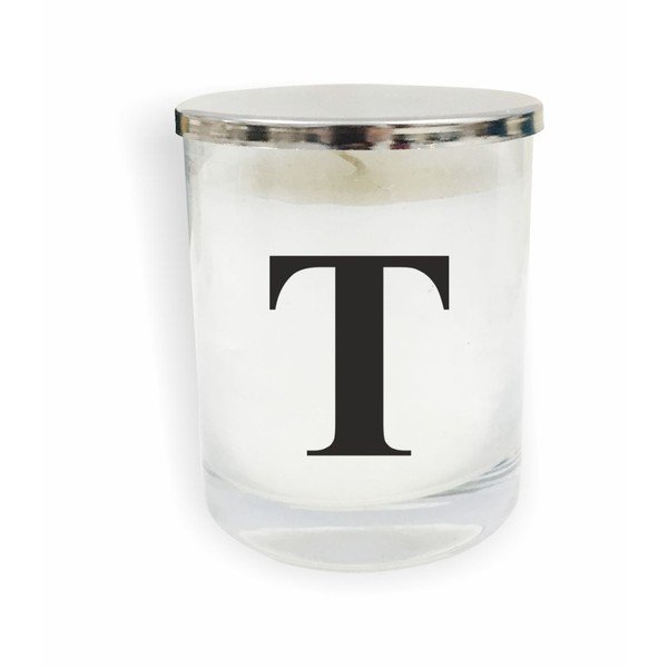 Bílo-černá svíčka North Carolina Scandinavian Home Decors Monogram Glass Candle T