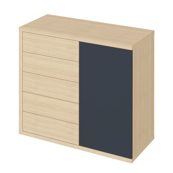 Černá nízká šatní skříň v dekoru dubu 113x113 cm Hugo - TemaHome-image-2