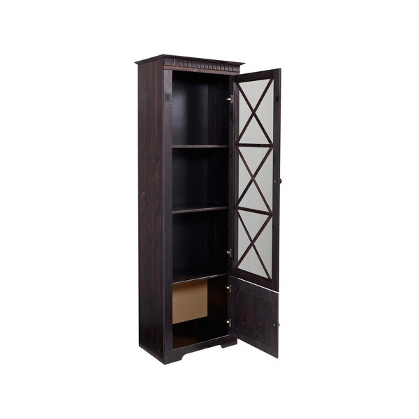 Tmavě hnědá vitrína z borovicového dřeva 180x35 cm Lisa – Støraa-image-2