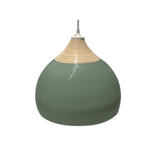 Zelené bambusové stropní světlo Leitmotiv, ⌀ 33 cm