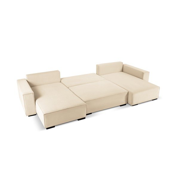 Béžová manšestrová rozkládací pohovka do "U" Mazzini Sofas Azalea-image-3