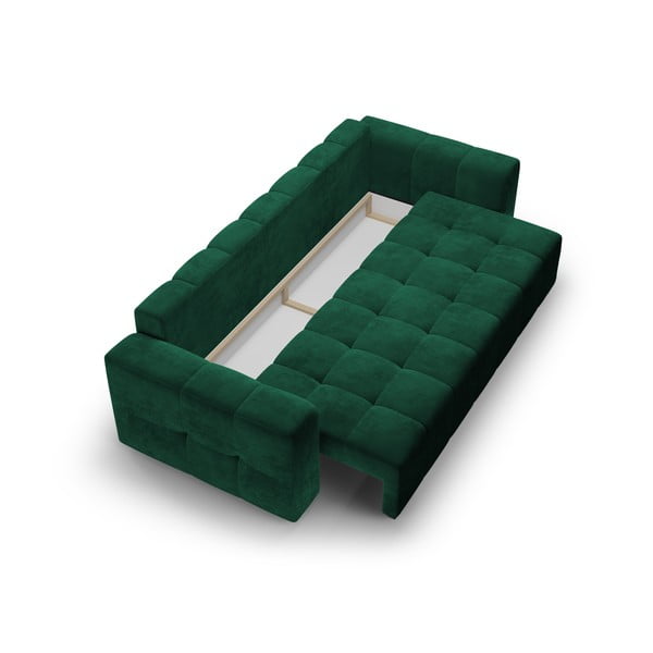 Zelená sametová rozkládací pohovka Milo Casa Luca-image-4