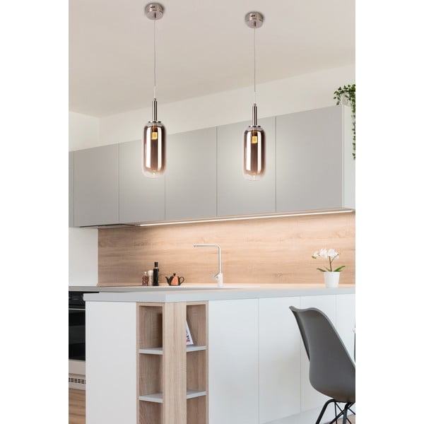 Antracitové LED závěsné svítidlo se skleněným stínidlem ø 13 cm Fiuggi – Candellux Lighting-image-3