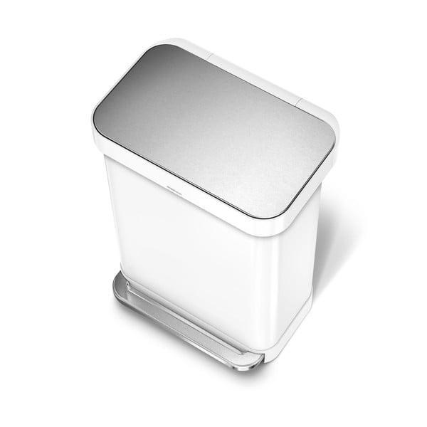 Bílý nášlapný ocelový odpadkový koš 55 l – simplehuman-image-2
