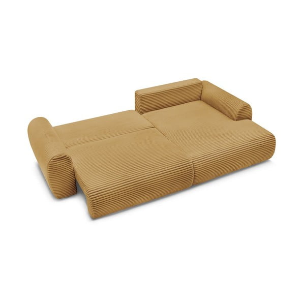 Manšestrová rozkládací rohová pohovka v hořčicové barvě (pravý roh) Lucien – Bobochic Paris-image-4