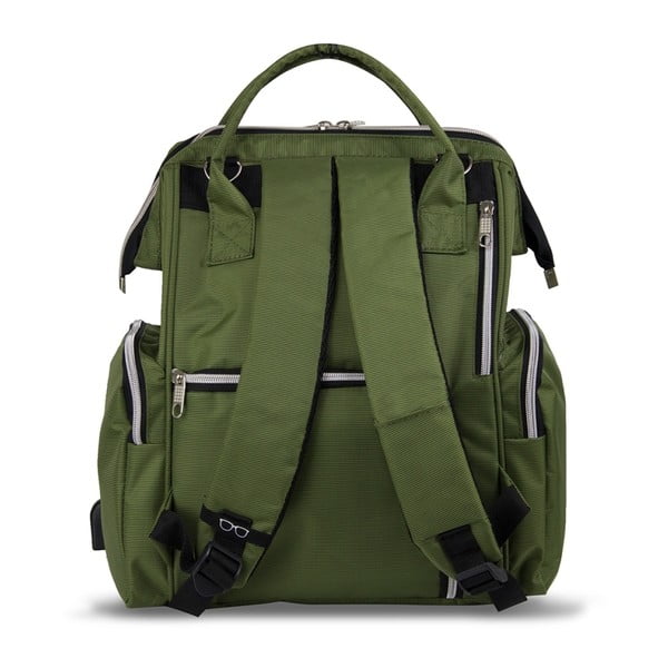 Zelený batoh pro maminky s USB portem My Valice HAPPY MOM Baby Care Backpack-image-2