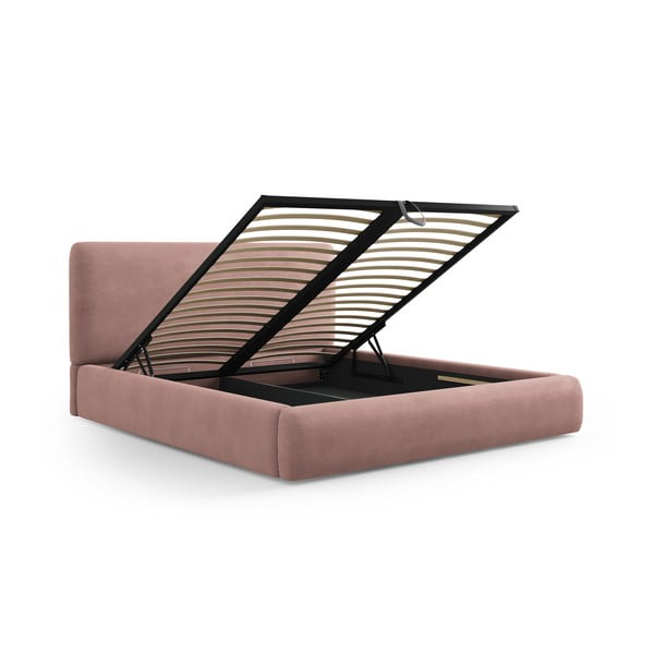 Růžová čalouněná dvoulůžková postel s úložným prostorem s roštem 160x200 cm Colonel – Cosmopolitan Design-image-2