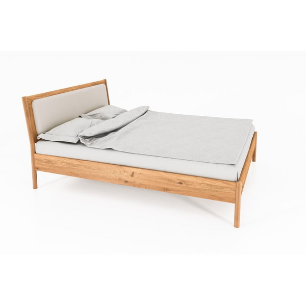 Dvoulůžková postel z dubového dřeva s čalouněným čelem 140x200 cm Pola - The Beds