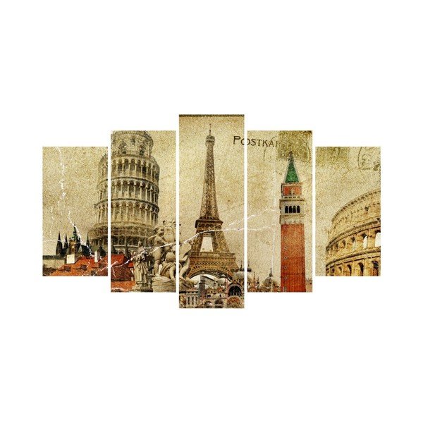 Vícedílný obraz 3D Art Mauve Eiffel, 102 x 60 cm