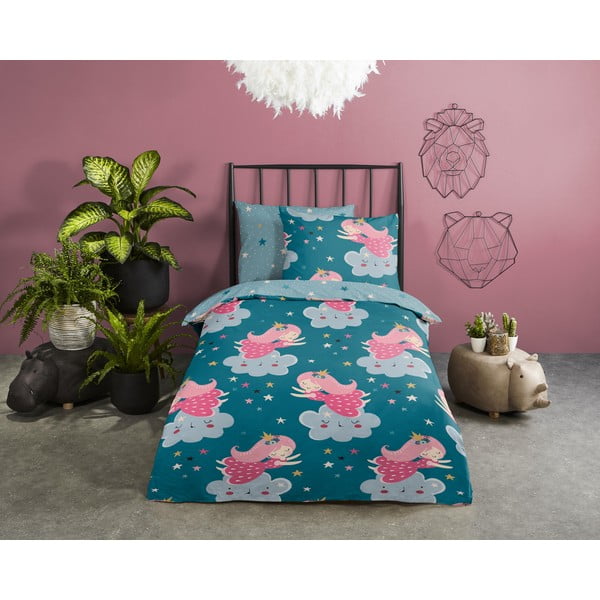 Bavlněné dětské povlečení do postýlky v petrolejové barvě 120x150 cm Princesse – Good Morning-image-1