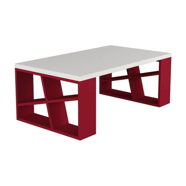 Konferenční stolek s bílou deskou a červenými nohami Honey