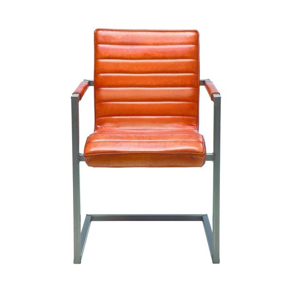 Hnědá kožená židle s područkami Kare Design Cantilever-image-3