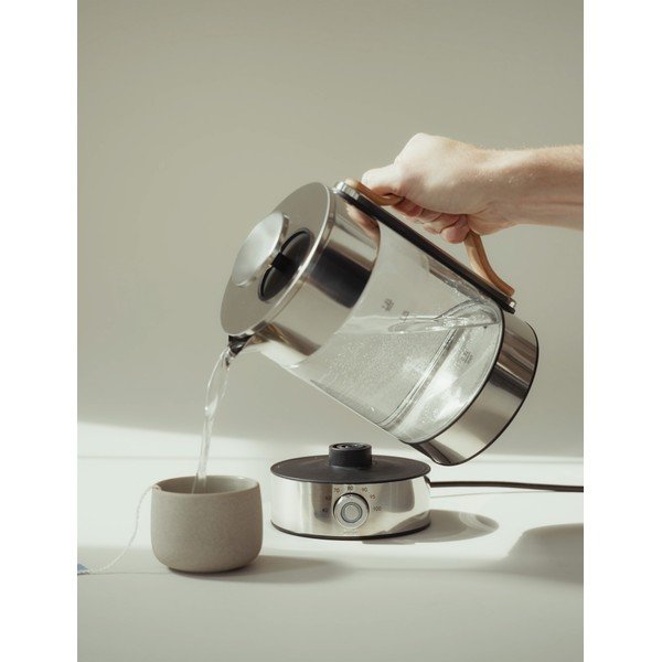 Skleněná rychlovarná konvice ve stříbrné barvě 1,2 l Emma – Stelton-image-1