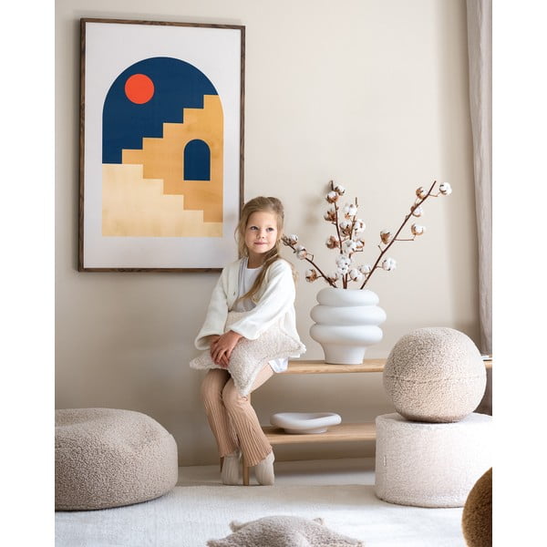 Krémový dětský puf z textilie bouclé – Wigiwama-image-1